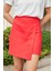 Kadın Pamuklu Hafif Likralı Kalın Kumaş Yüksek Bel Ara Boy Şort Etek-Kırmızı 4