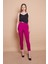 Yüksek Bel Önü Arkası Flatolu Dar Paça Likralı Kumaş Ofis Pantolon-Magenta 1