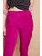 Yüksek Bel Önü Arkası Flatolu Dar Paça Likralı Kumaş Ofis Pantolon-Magenta 4