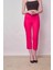 Yüksek Bel Önden Cep Kapaklı Boru Paça Hafif Likralı Kumaş Pantolon-Fujya 3