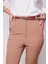 Kadın Yüksek Bel Yan Cepli Bilek Boy Kemerli Hafif Likralı Kumaş Pantolon(Kemer Dahil)-Camel 5