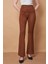 Süet Likralı Kumaş Yüksek Bel Ön Arka Dikişli Isanyol Paça Tayt Pantolon(Ceket Jument 30071)-KAHVE 5