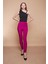 Likralı Kumaş Yüksek Bel Ön Arka Dikişli Dar Paça Tayt Pantolon-Magenta 4