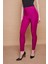 Likralı Kumaş Yüksek Bel Ön Arka Dikişli Dar Paça Tayt Pantolon-Magenta 5