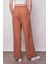 Keten Yüksek Bel Beli Lastikli Yan Cepli Bol Paça Pantolon -Camel 9