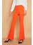 Yüksek Bel Ön Arka Dikişli Ispanyol Paça Tayt Likralı Kumaş Pantolon-Oranj 3