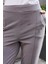 Kadın Modal Ipeksi Likralı Kumaş Yüksek Bel Önden Dikişli Cepli Dar Paça Pantolon-Antrasit 5