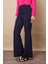 Kadın Yüksek Bel Cepli Ispanyol Paça Önü Dikişli Hafif Likralı Kumaş Pantolon(Ceket Kodu Jument 30080)-LACIVERT 5