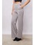 Kadın Desenli Hafif Likralı Yumuşak Dokulu Kalın Kumaş Yüksek Bel Cepli Önü Dikişli Palazzo Pantolon-Bej Balıksırtı 5