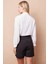 Kadın Pamuklu Hafif Likralı Kalın Kumaş Yüksek Bel Ara Boy Şort Etek-Siyah 3