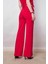 Likralı Krep Kumaş Önü Dikişli Beli Lastikli Bol Paça Pantolon-Kırmızı 4