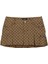 Biscotto Monogram Kloş Etek - Kahverengi, Jacquard Desenli Mini Etek 1