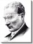 Nokta Çizim Atatürk - Beyaz Fonda Profil Cam Tablo 2