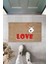 Dijital Baskı Kahverengi Kırmızı Love Yazılı Beyaz Köpek Dekoratif Kapı Paspası K-2013 1