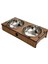 Gri Ahşap Sehpalı Ikili Çelik Mama Kabı Kedi Köpek Için Şık ve Dayanıklı Set 1