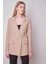 Kadın Düğme Detaylı Uzun Kol Şık Ofis Süs Cep Kapaklı Kumaş Blazer Ceket -Taş 3