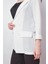 Yazlık Likrasız Keten Kumaş Yakalı Cep Kapaklı Oversize Blazer Ceket-Beyaz 5
