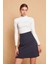 Yüksek Bel Hafif Likralı Kumaş Diz Boy Çan Etek-Lacivert 3