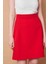 Yüksek Bel Hafif Likralı Kumaş Diz Boy Çan Etek-Kırmızı 5