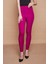Likralı Kumaş Yüksek Bel Ön Arka Dikişli Dar Paça Tayt Pantolon-Magenta 2