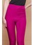 Likralı Kumaş Yüksek Bel Ön Arka Dikişli Dar Paça Tayt Pantolon-Magenta 3