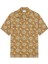 Mustard Renkli %100 Pamuk Paisley Desenli Kısa Kollu Gömlek 1