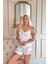 Rose Petal Desenli Ip Askılı Şortlu Bambu Kadın Pijama Takımı 4