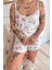 Rose Petal Desenli Ip Askılı Şortlu Bambu Kadın Pijama Takımı 5