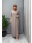 Dik Yaka Düğme Detaylı Elbise Mink T25Y-4023 1