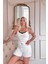 Beyaz Chic Comfort Dantelli Örme Askılı Şortlu Kadın Pijama Takımı 2