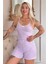 Lila Chic Comfort Dantelli Örme Askılı Şortlu Kadın Pijama Takımı 1