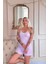 Lila Chic Comfort Dantelli Örme Askılı Şortlu Kadın Pijama Takımı 2