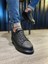 J044 Bağcıklı Ortopedik Taban Erkek Kapitone Desenli Günlük Sneaker Spor Ayakkabı St Siyah 1