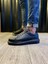 J044 Bağcıklı Ortopedik Taban Erkek Kapitone Desenli Günlük Sneaker Spor Ayakkabı St Siyah 4