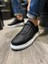 J044 Bağcıklı Ortopedik Taban Erkek Kapitone Desenli Günlük Sneaker Spor Ayakkabı Bt Siyah 4