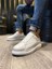 J044 Bağcıklı Ortopedik Taban Erkek Kapitone Desenli Günlük Sneaker Spor Ayakkabı Bt Beyaz 2