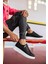 J555 Bağcıklı Fermuarlı Ortopedik Taban Erkek Günlük Sneaker Spor Ayakkabı Bt Siyah 3