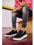 J555 Bağcıklı Fermuarlı Ortopedik Taban Erkek Günlük Sneaker Spor Ayakkabı Bt Siyah 5
