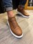 J814 Bağcıklı Ortopedik Taban Erkek Günlük Sneaker Spor Ayakkabı Bt Taba 4