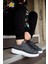 J044 Bağcıklı Ortopedik Taban Erkek Günlük Sneaker Spor Ayakkabı Bt Gri 1