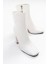 Kadın Tll Beyaz Kırışık Rugan Kalın Topuk Bot 5