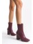 Kadın Tll Bordo Cilt Kalın Topuk Bot 2