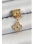 316L Çelik Sallantılı Zirkon Taşlı Yonca Model Gold Renk Nomination Charm 1