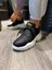 J-N75 Bağcıklı Ortopedik Taban Erkek Kapitone Desenli Günlük Sneaker Spor Ayakkabı Bt Siyah 2