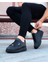 J01 Bağcıklı Delik Desenli Ortopedik Taban Erkek Sneaker Günlük Ayakkabı St Siyah 2