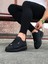 J01 Bağcıklı Ortopedik Taban Erkek Sneaker Günlük Ayakkabı St Siyah 2