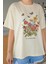 Unisex Pamuklu Butterfly Flowers Ön Baskılı Tasarım Tshirt 2