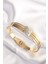316L Çelik Zirkon Taşlı Gold Renk Kadın Kelepçe Bilezik - Modern Çözüm - Trend Ürün 1