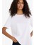 Regular Fit Bisiklet Yaka Basic Düz Penye Kısa Kollu Beyaz Tişört W9584AZ25AU 4