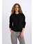 Oversize Geniş Kalıp Bisiklet Yaka Basic Düz Kalın Sweatshirt E3859AX24WN 1